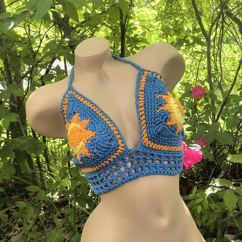 Sun And Moon Crochet Halter Top